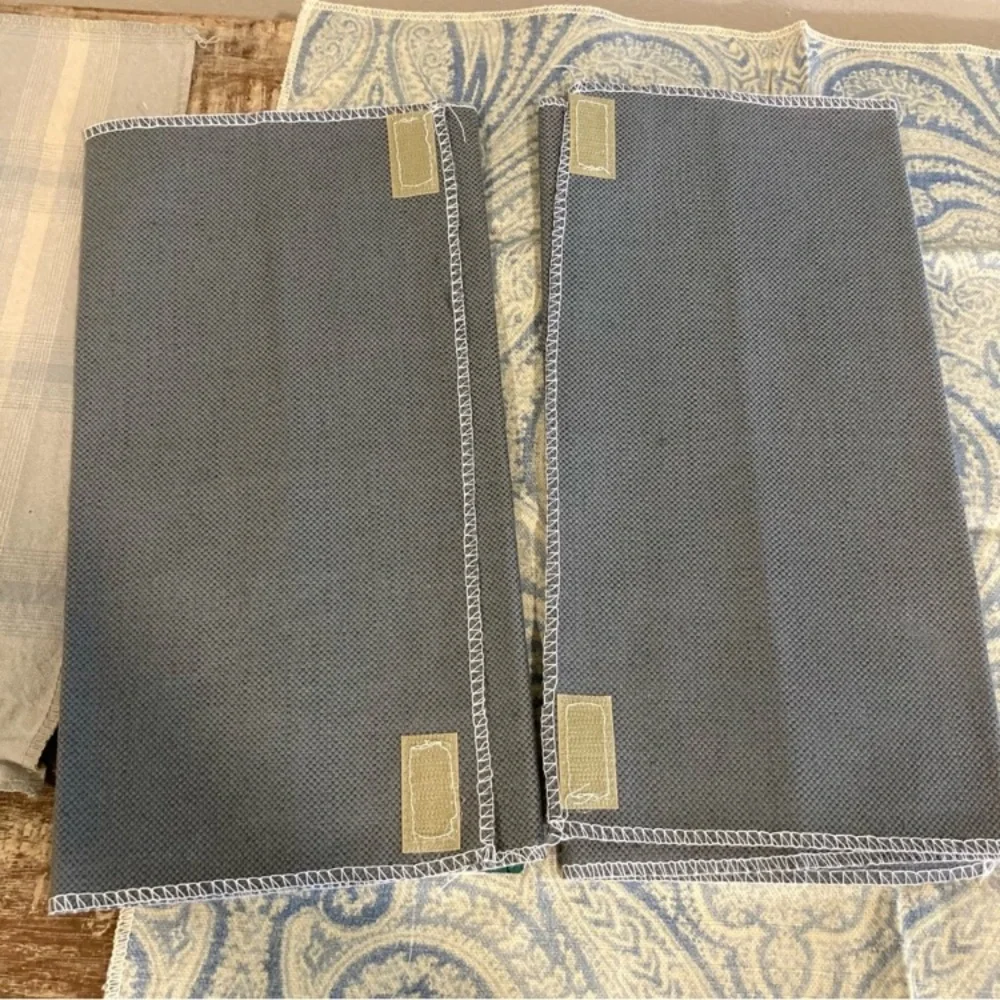 8pcs Fabric Samples Lot - Rustic Blues and Greys Paisley Damask Solid